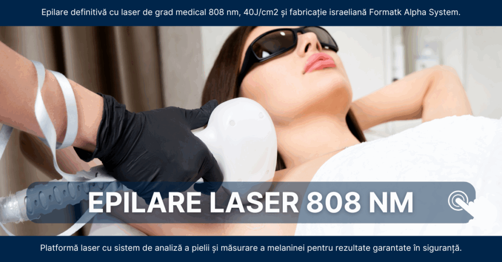 Epilare definitivă cu laser medical Formatk 808 nm – energie optimă și măsurare precisă a melaninei pentru rezultate sigure și eficiente, fără efecte secundare.