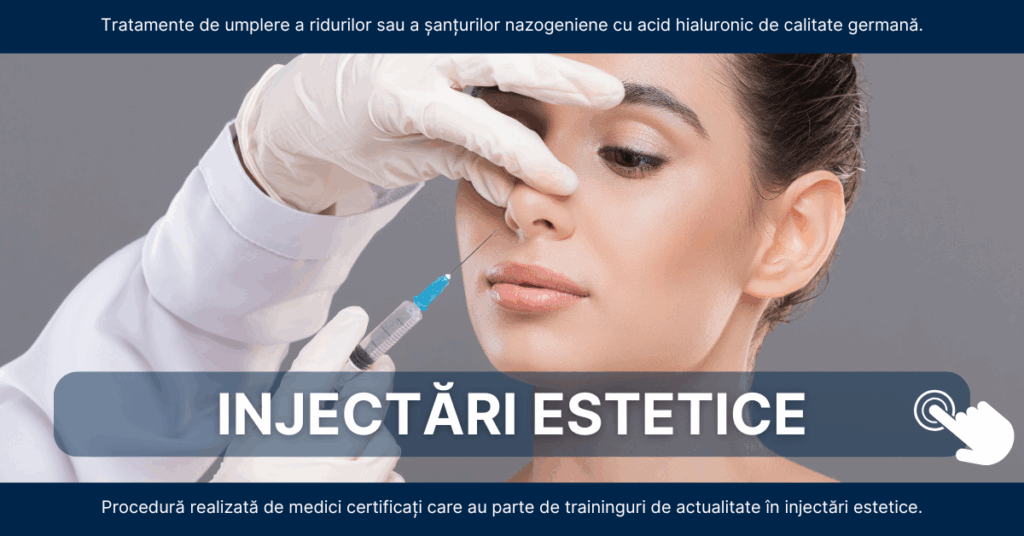 Proceduri injectabile realizate de medici certificați – acid hialuronic, tratamente riduri și tratamente estetice avansate în 10 clinici din România.