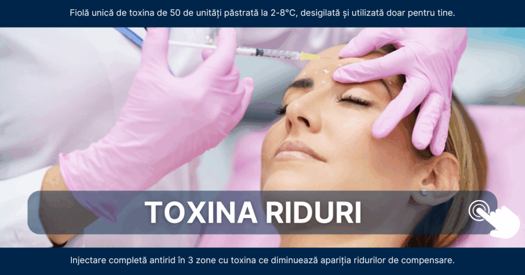 Tratament riduri injectat în 3 puncte – tehnică medicală avansată pentru estomparea ridurilor de expresie fără riduri de compensare.